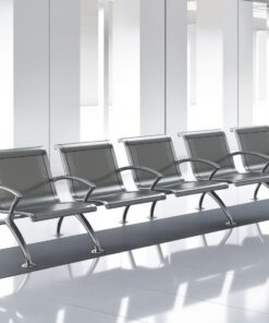 Airport Bench  Indoor Waiting Room Seat  Chrome  Five Seater
