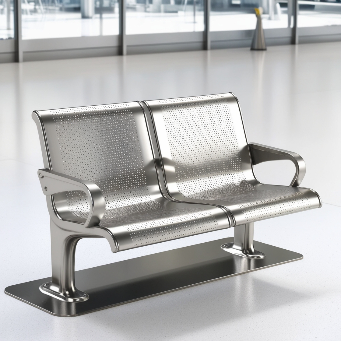 Airport Bench New Chrome Deluxe TwoSeater
