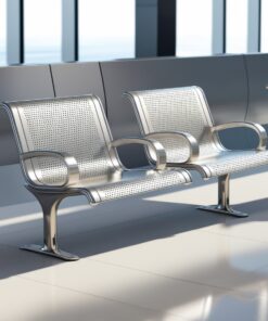 Airport Bench  Indoor Waiting Room Seat  Chrome  Two Seater