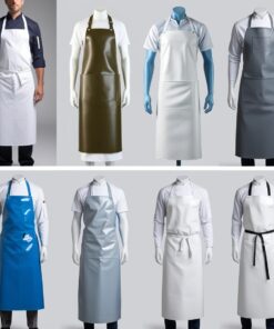 blue disposable aprons