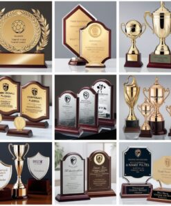 Trophies medals plaques glass art