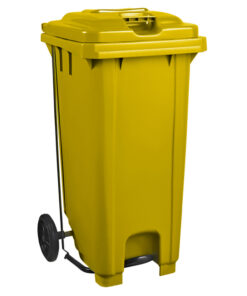 Wheelie Bin - Foot Operated Pedal Bin - 120L - Plastic - Yellow - 0239