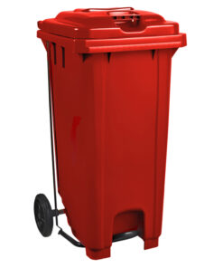 Wheelie Bin - Foot Operated Pedal Bin - 240L - Plastic - Red - 0231