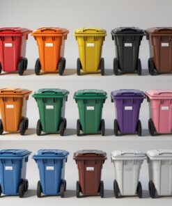 Orange 120 liter wheelie bin