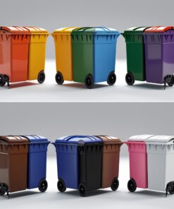Yellow 120 liter wheelie bin